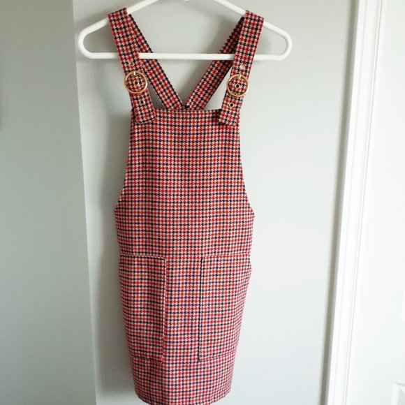 Forever 21 Red and Blue Wool Blend Pinafore Dress - Picture 3 of 10